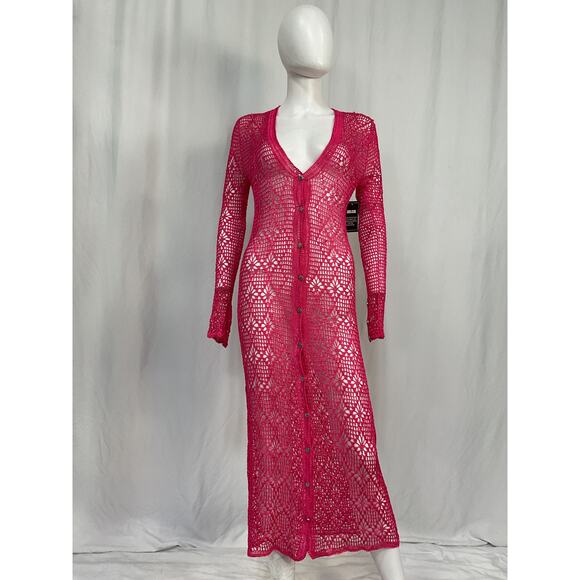 Ser.O.Ya 'Allison' Pink Viscose Crochet Cardigan Size XS / S - NWT - Picture 2 of 5